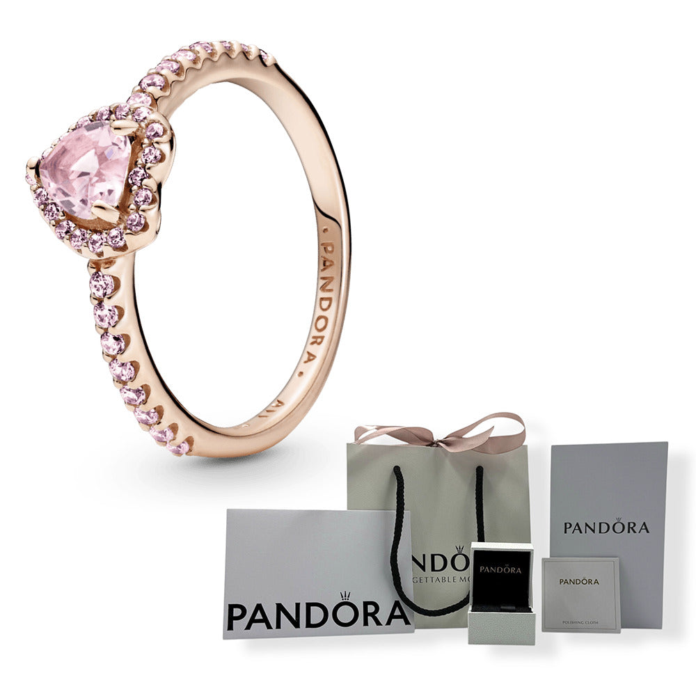 Anillo Pandora Con Recubrimiento En Oro Rosa De 14k Corazón Brillante Rosa Elevado