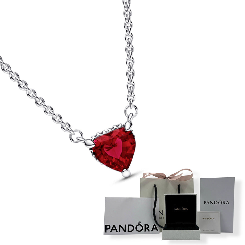 Collar Pandora collier con pendiente Halo de corazón reluciente