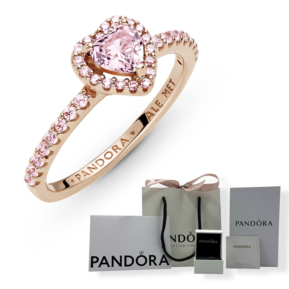 Anillo Pandora Con Recubrimiento En Oro Rosa De 14k Corazón Brillante Rosa Elevado
