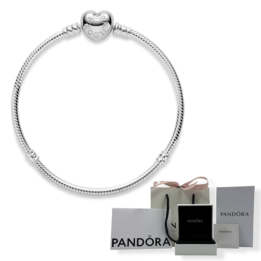 Brazalete Pandora, Cadena De Serpiente Con Broche De Corazón