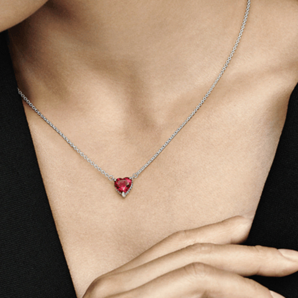 Collar Pandora collier con pendiente Halo de corazón reluciente